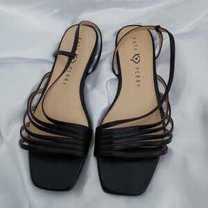 Katy Perry The Pearla Black Flat Sandals Size 8 NWOT